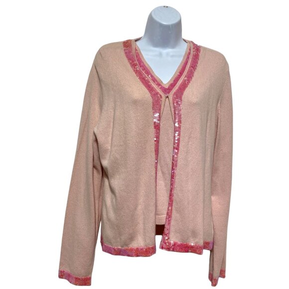 NWT XL Pullover Cardigan With Vest 2pc Set V-Neck Sequins Design By-Willi Smith - Picture 1 of 4